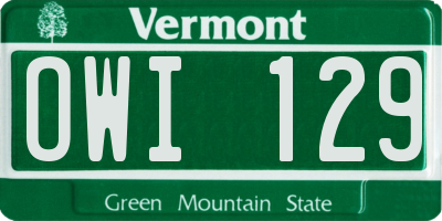 VT license plate OWI129
