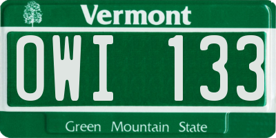 VT license plate OWI133