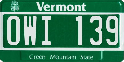 VT license plate OWI139