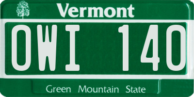 VT license plate OWI140