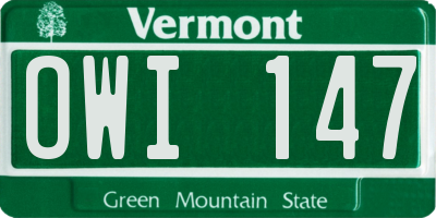 VT license plate OWI147