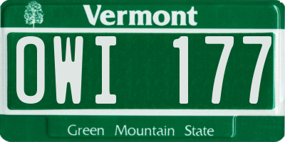 VT license plate OWI177