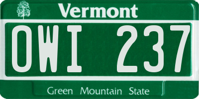 VT license plate OWI237
