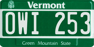 VT license plate OWI253