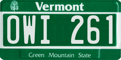 VT license plate OWI261