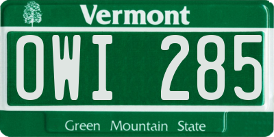 VT license plate OWI285