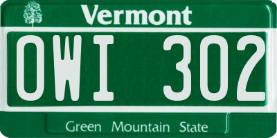 VT license plate OWI302