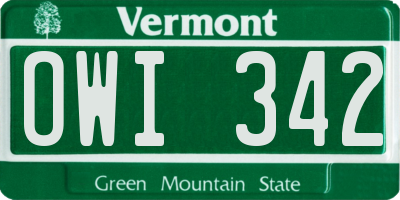 VT license plate OWI342