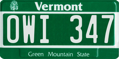 VT license plate OWI347