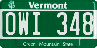 VT license plate OWI348