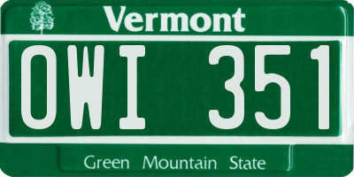 VT license plate OWI351