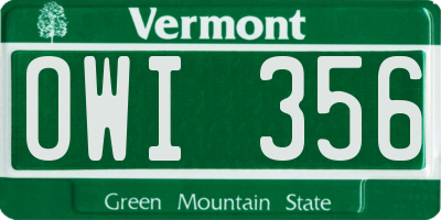 VT license plate OWI356