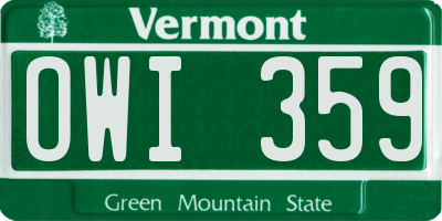 VT license plate OWI359