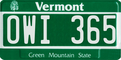 VT license plate OWI365