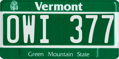 VT license plate OWI377