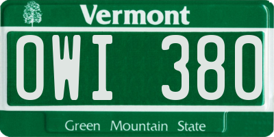VT license plate OWI380