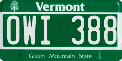 VT license plate OWI388