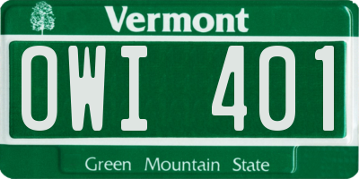 VT license plate OWI401