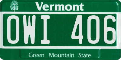VT license plate OWI406