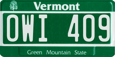 VT license plate OWI409