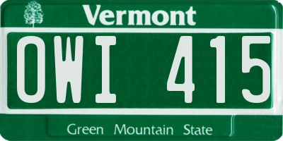 VT license plate OWI415