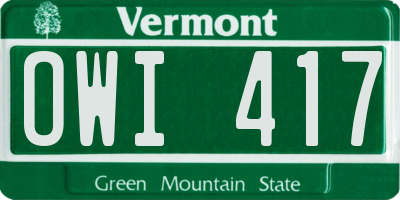 VT license plate OWI417