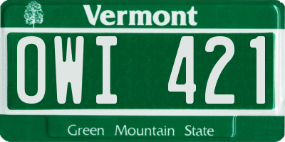 VT license plate OWI421