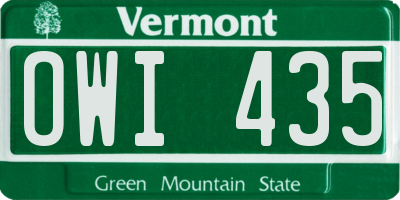 VT license plate OWI435