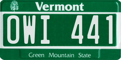 VT license plate OWI441