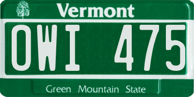 VT license plate OWI475
