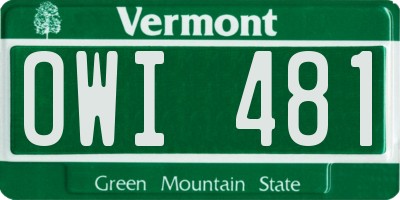 VT license plate OWI481