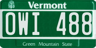 VT license plate OWI488