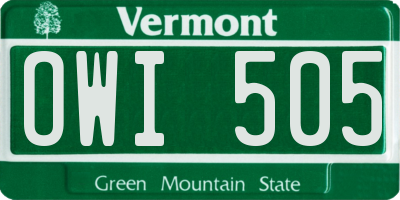 VT license plate OWI505