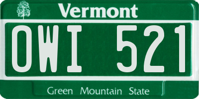 VT license plate OWI521