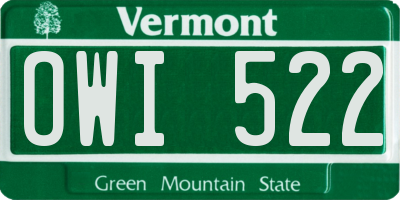 VT license plate OWI522