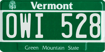 VT license plate OWI528