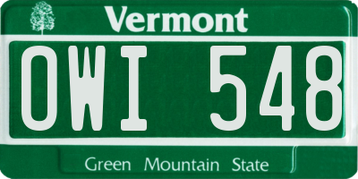 VT license plate OWI548