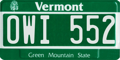 VT license plate OWI552