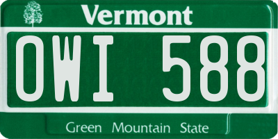 VT license plate OWI588
