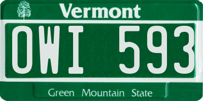 VT license plate OWI593