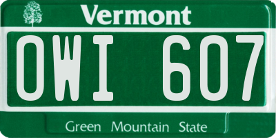 VT license plate OWI607