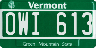 VT license plate OWI613
