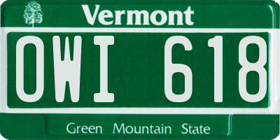 VT license plate OWI618