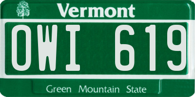 VT license plate OWI619