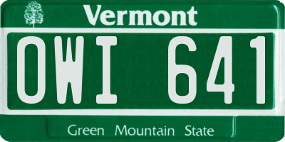 VT license plate OWI641