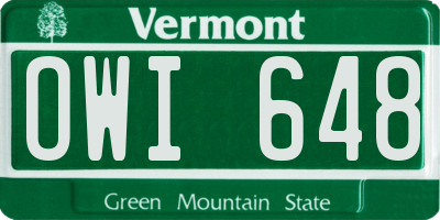 VT license plate OWI648