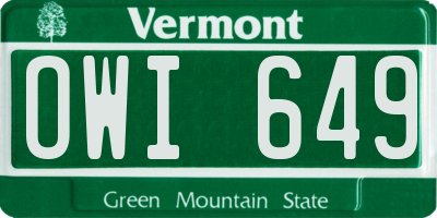 VT license plate OWI649
