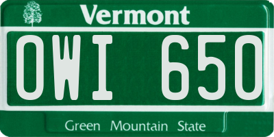 VT license plate OWI650
