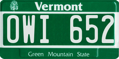 VT license plate OWI652