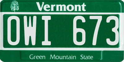 VT license plate OWI673